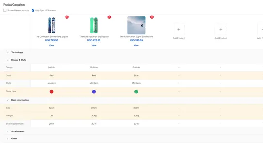 2PM ‑ Product Compare screenshot