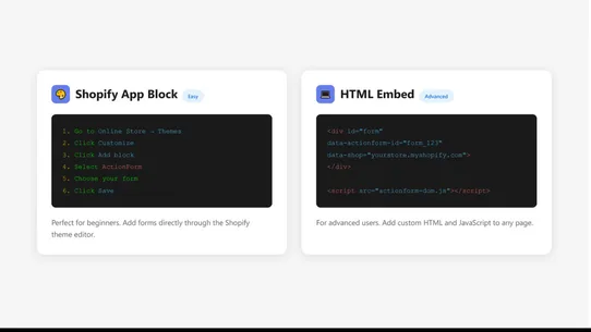 Action Forms screenshot