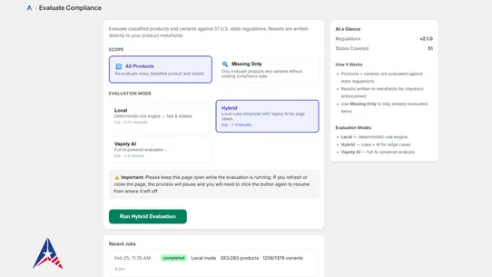 Vapely Compliance screenshot