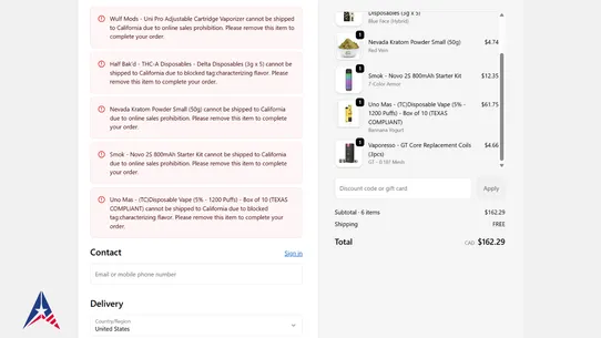 Vapely Compliance screenshot