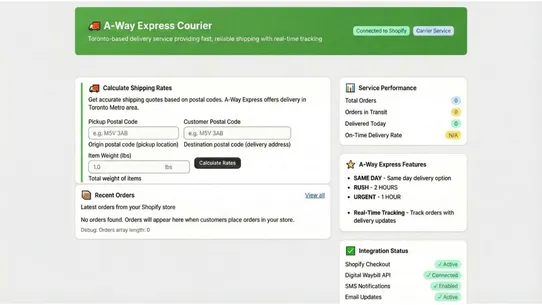 A‑Way Express Courier screenshot