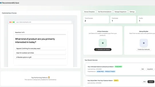 RecommendIQ Quiz screenshot