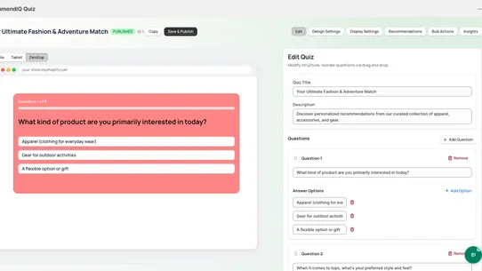 RecommendIQ Quiz screenshot