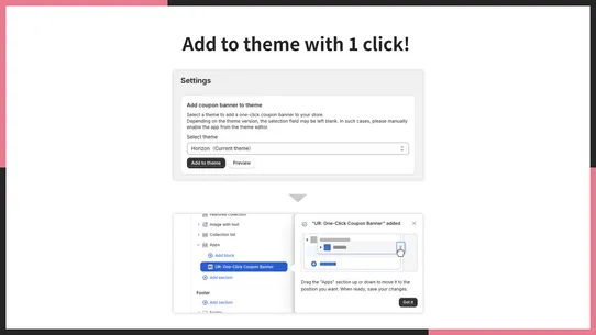 UR: One‑Click Coupon Banner screenshot