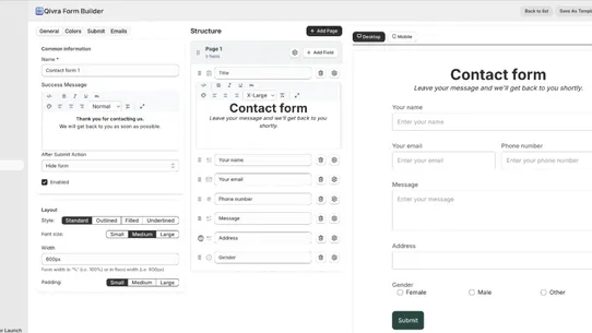 Qivra Form Builder screenshot