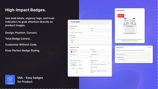 Easy badges for Product screenshot