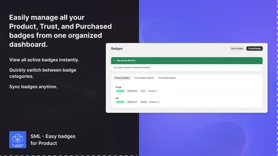 Easy badges for Product screenshot