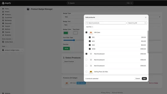 Product Badge Manager screenshot