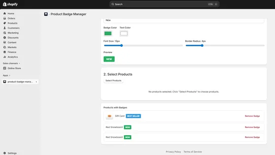 Product Badge Manager screenshot