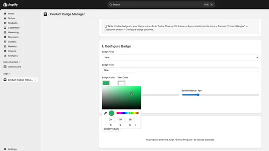 Product Badge Manager screenshot