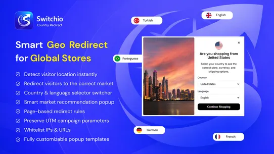 Switchio Country Redirect screenshot