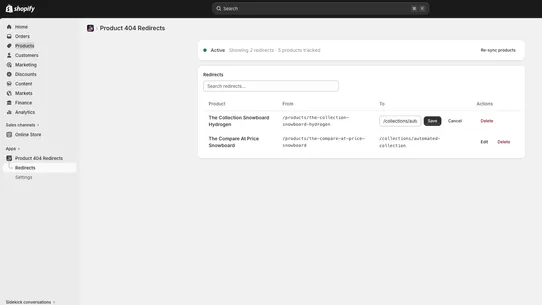 Product 404 Redirect byStenild screenshot