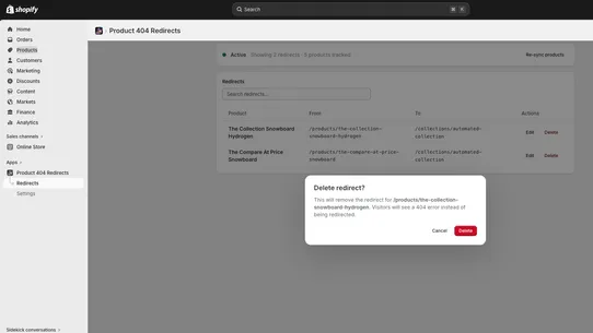 Product 404 Redirect byStenild screenshot