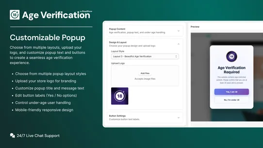 Easy Age Verification ‑ Popup screenshot