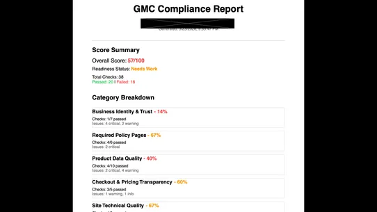 GMC Store Readiness Scanner screenshot