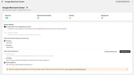 Google Merchant Center Sync screenshot