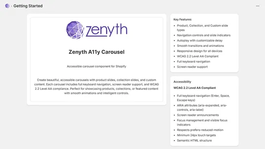 Zenyth A11y Carousel screenshot
