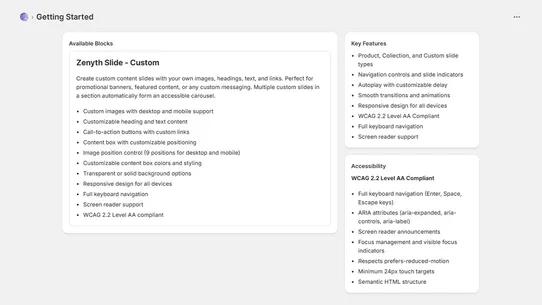 Zenyth A11y Carousel screenshot