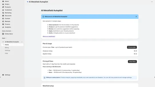 AI Metafield Autopilot screenshot