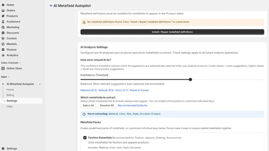 AI Metafield Autopilot screenshot