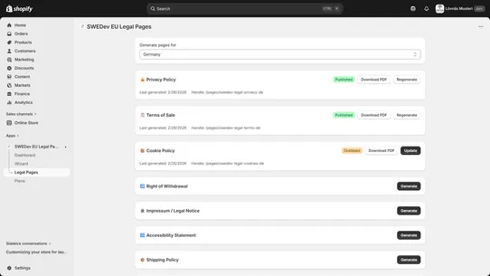 SWEDev EU Legal Pages screenshot
