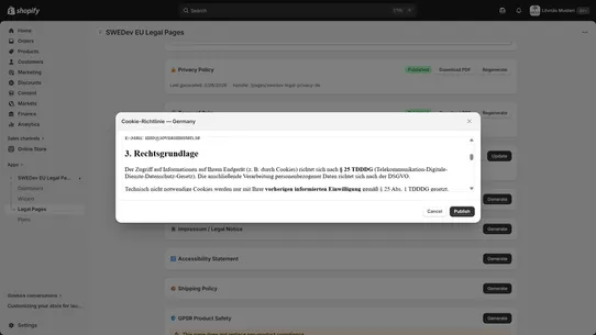 SWEDev EU Legal Pages screenshot