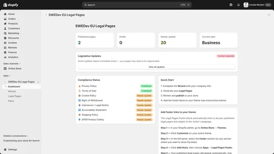 SWEDev EU Legal Pages screenshot