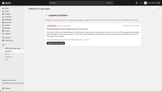 SWEDev EU Legal Pages screenshot