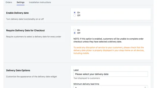 1‑Click Delivery Date Picker screenshot