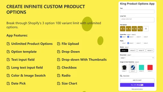 King Product Options &amp; Variant screenshot