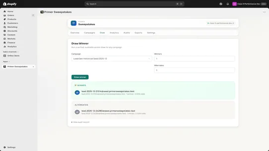 Primer | Sweepstakes screenshot