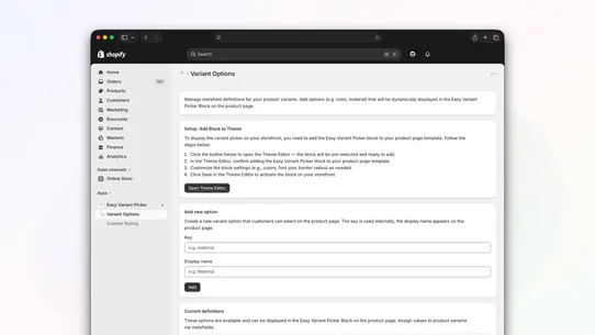 Easy Variant Picker screenshot
