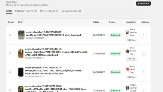 Reel vid (shopable video app) screenshot