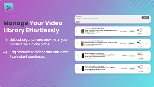 Reel vid (shopable video app) screenshot