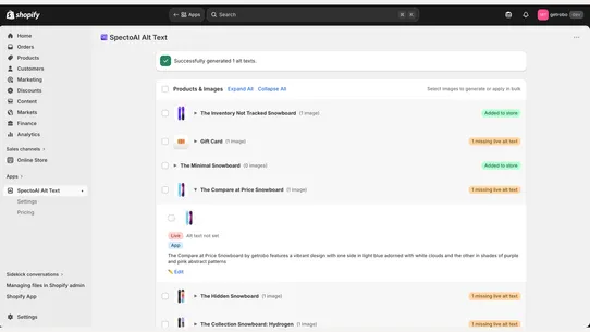 SpectoAI Alt Text screenshot