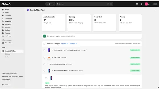 SpectoAI Alt Text screenshot