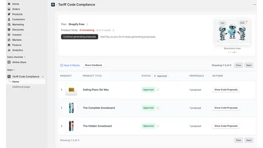 Tariff Code Compliance screenshot