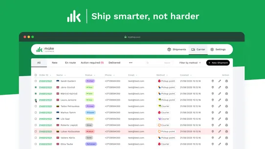 MakeCommerce Shipping Solution screenshot