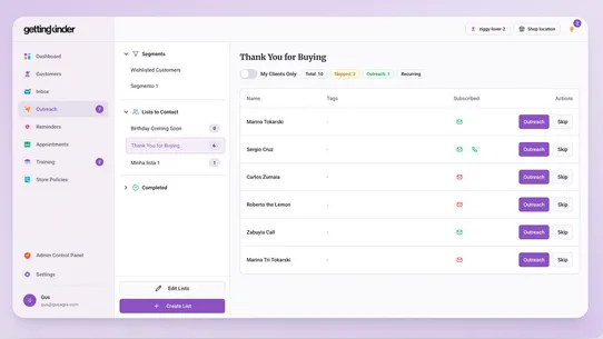 GettingKinder: Clienteling CRM screenshot