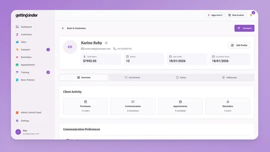 GettingKinder: Clienteling CRM screenshot