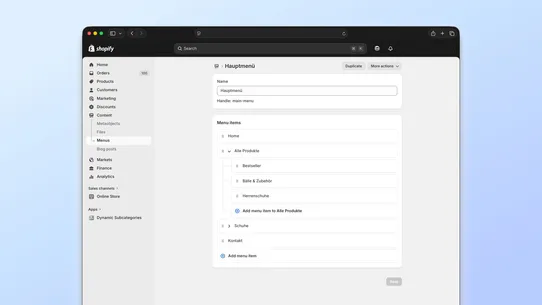 Dynamic Subcategories screenshot