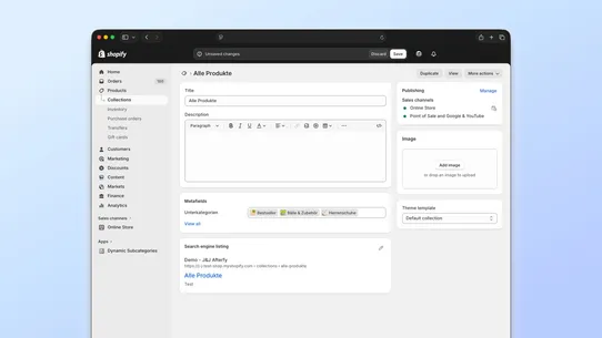 Dynamic Subcategories screenshot
