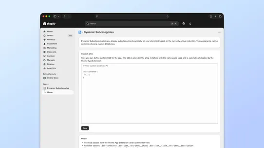 Dynamic Subcategories screenshot