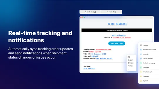 Synctrack AI Order Tracking screenshot