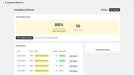Compliance Beacon EAA Scanner screenshot