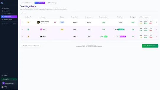 Acurrate Influencer Forecast screenshot