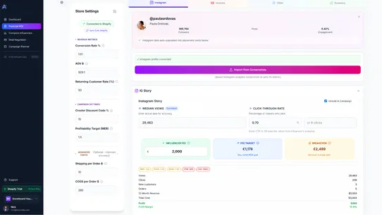 Acurrate Influencer Forecast screenshot
