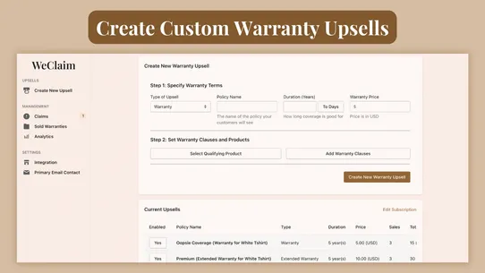 WeClaim: Warranty Upsells screenshot