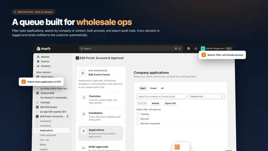 B2B Portal: Account &amp; Approval screenshot