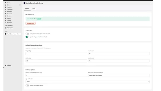 Weels Same‑day Delivery screenshot